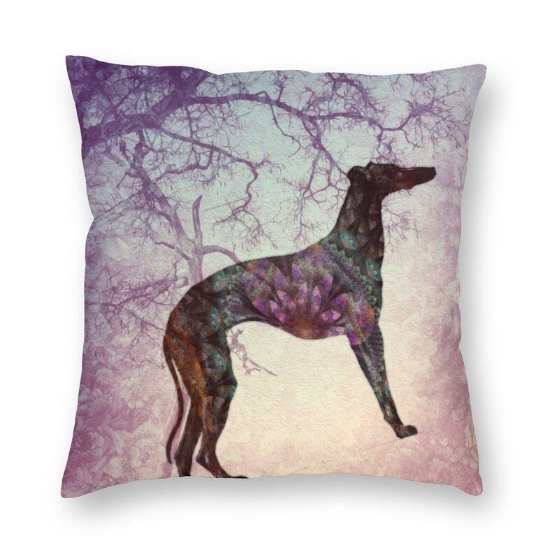 Windhund Kunst Silhouette Kissenbezug Sofa Heimdeko Whippet Quadratischer Kissenbezug