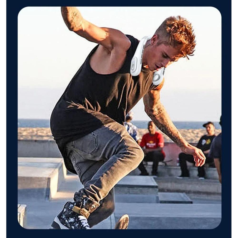 Summer Lazy Person Hanging Neck Fan Outdoor No Leaf Silent Small Fan Air Conditioning Fan Charging Portable Travel Small Electri