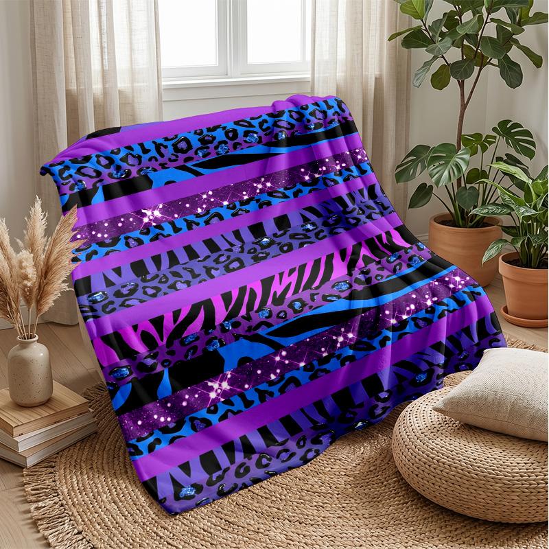 Pink and Black Leopard Print with Roses Theme blanket Lightweight Warm Flannel Blanket Decorative Throw Blanket for Home Decoration