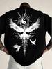 Modny nowy męski T-shirt z nadrukiem ptaków i plotek, wygodny i oddychający, z okrągłym dekoltem, letni, na zewnątrz, miejski, casualowy top