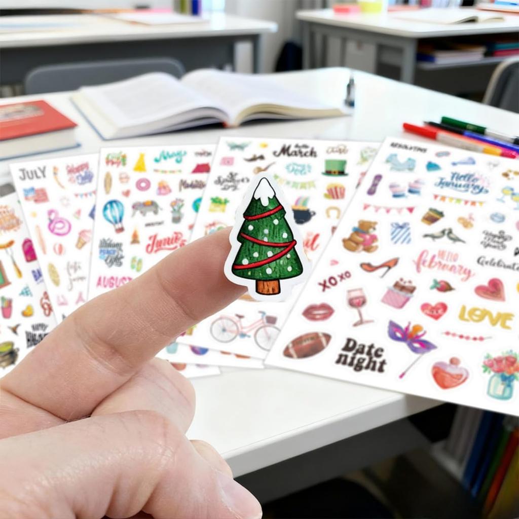 Set of 6 Stickers for DIY Projects for Reward Stickers for Small Gifts for Girls and Boys Decoration Planners, Diaries, Calendars, Smartphones,