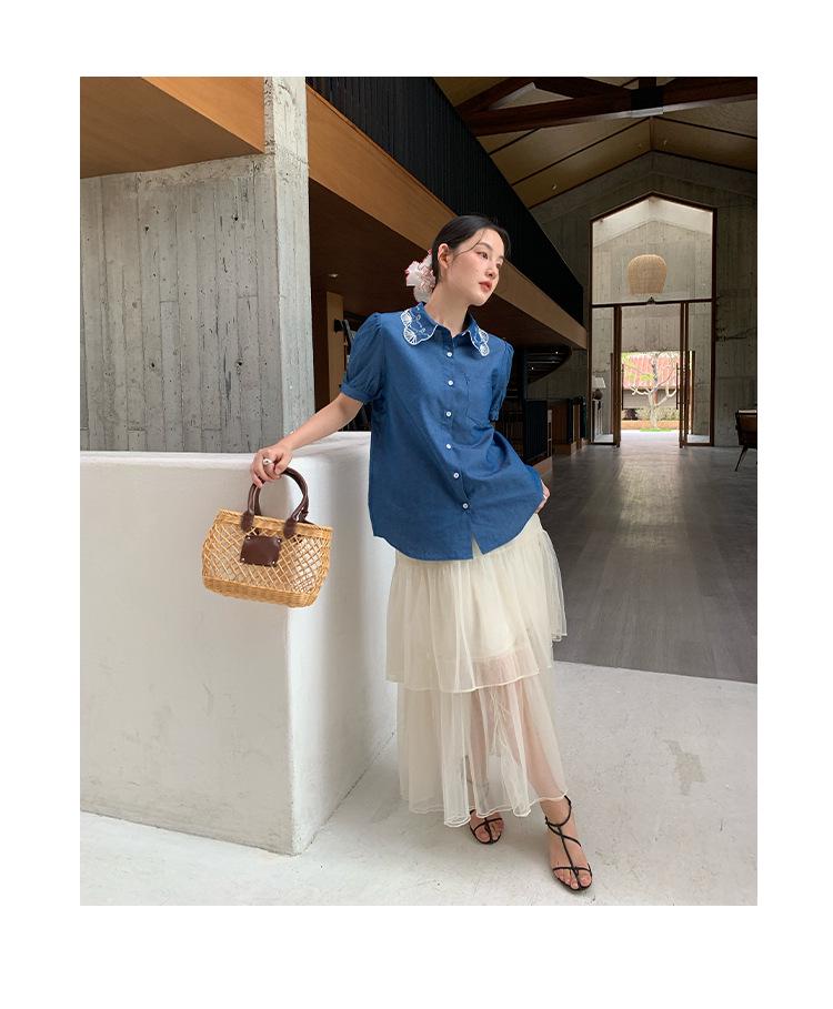 2025 Summer French Socialite Mesh Midi Skirt - Fashionable See-Through Design for Women