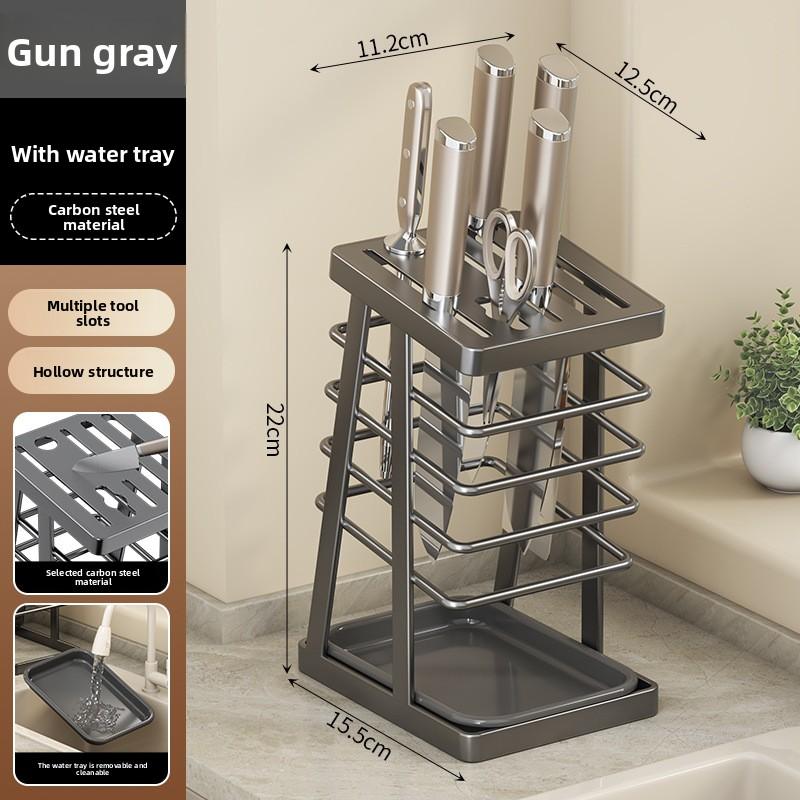 Kitchen knife rack storage rack countertop drainage all-in-one knife storage rack kitchen knife rack for home knife holder