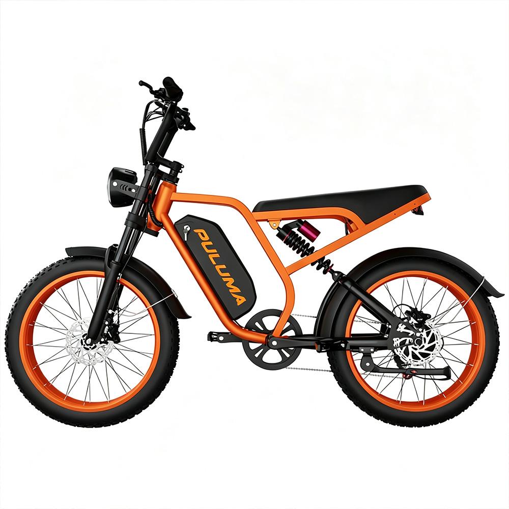Bicicletta Elettrica Puluma Su8 Motore di Picco 1200W Ruote Grasse 20" Mountain Bike Elettrica per Adulti 52V 20Ah Doppio Freno Idraulico 7 Velocità Carico Massimo 150Kg