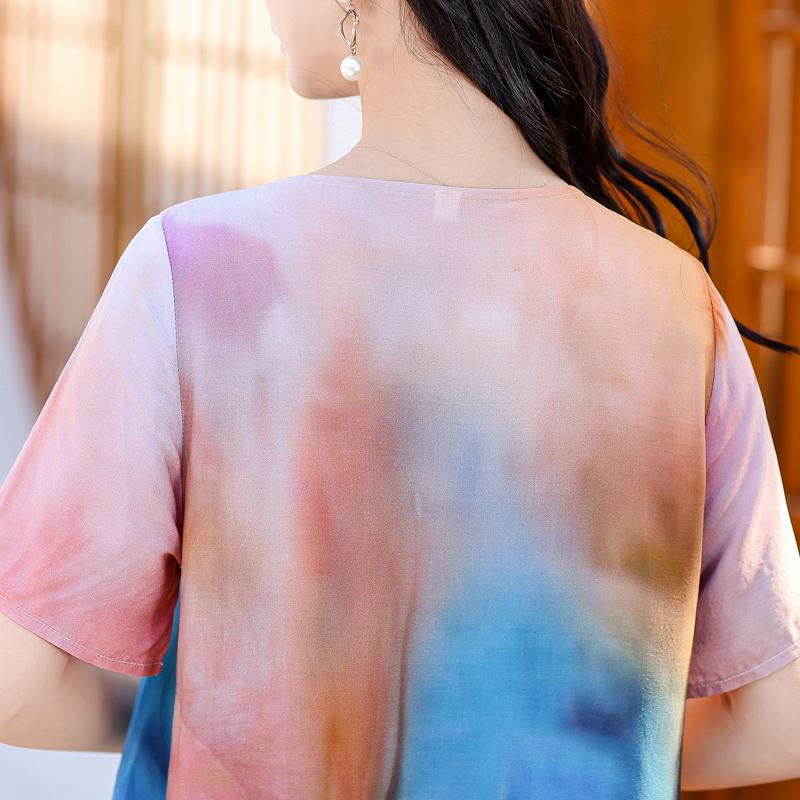 Summer Elegant Long Dresses for Women Plus Size Loose Short Sleeve Vintage Print Women's Dress