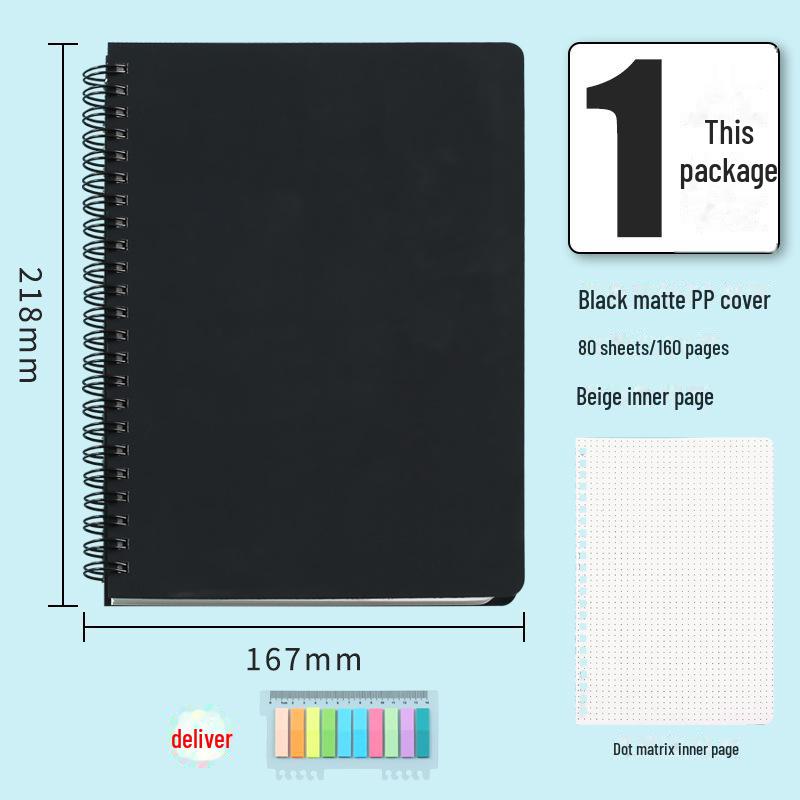 A5 Thickened PP Spiral Notebook - Business & Student Use with Creative Horizontal Lines