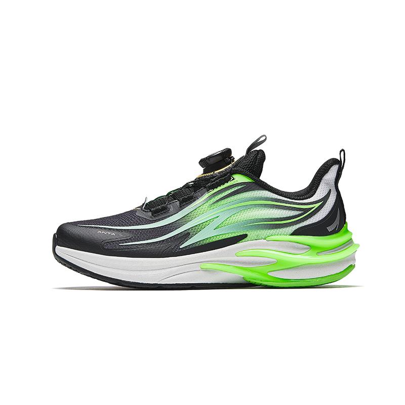 Anta Kids Flame Trendy Fashion Lightweight Shock Absorption Low Top Running Shoes Men sneaker Black Green 312515517-1