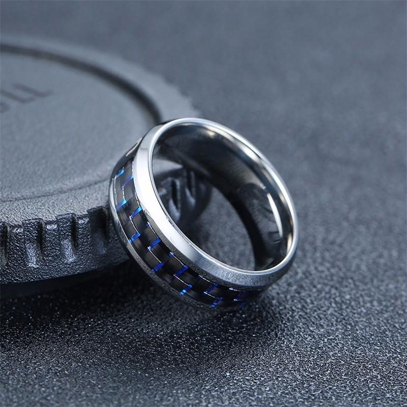 Xiaomi Vnox Aries Ring for Men 12 Horoscope Stainless Steel with Carbon Fiber Wedding Band Casual Male Alliance