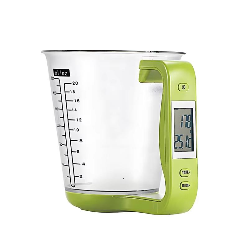 Digital Measuring Cup Scale 1000g, Multifunction Kitchen Measuring Cup with Scale, LED Display Baking Tool with Graduated Mark зелёный