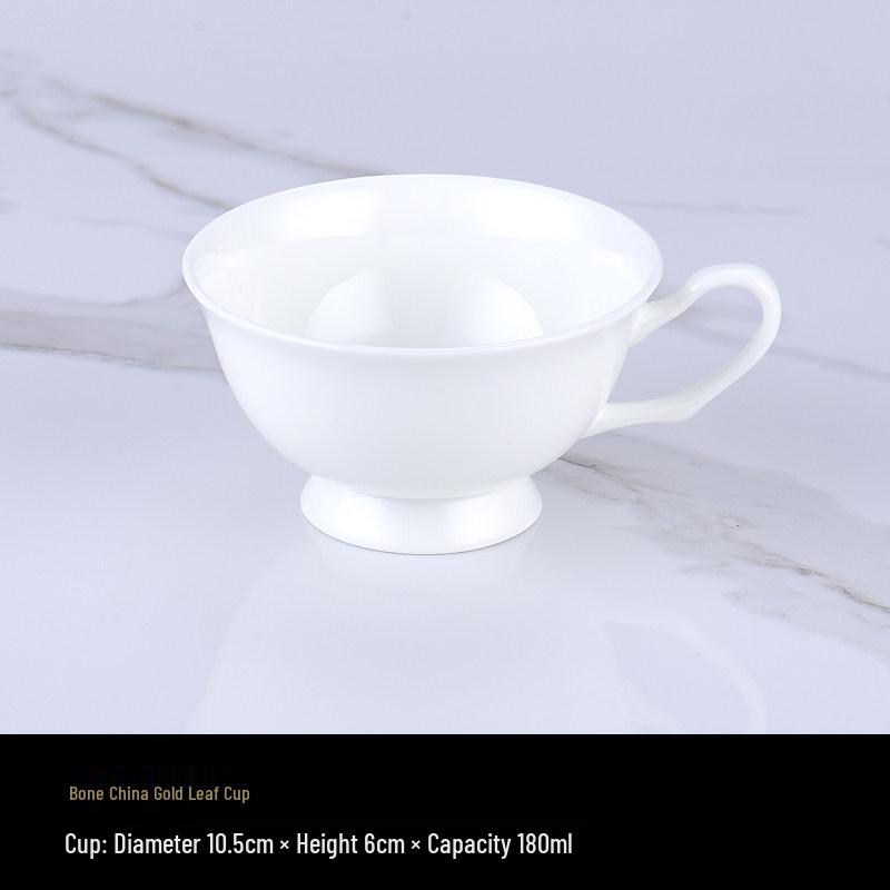 Luxurious Bone China Gold Rim Coffee Cup & Saucer Set - Pure White Ceramic English Style for Hotels and European Coffee Service