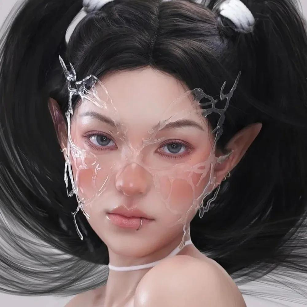 Animal Butterfly Mask Resin Ancient Style Halloween Masks Transparent With Hair Clip Masquerade Props Future Science Technology