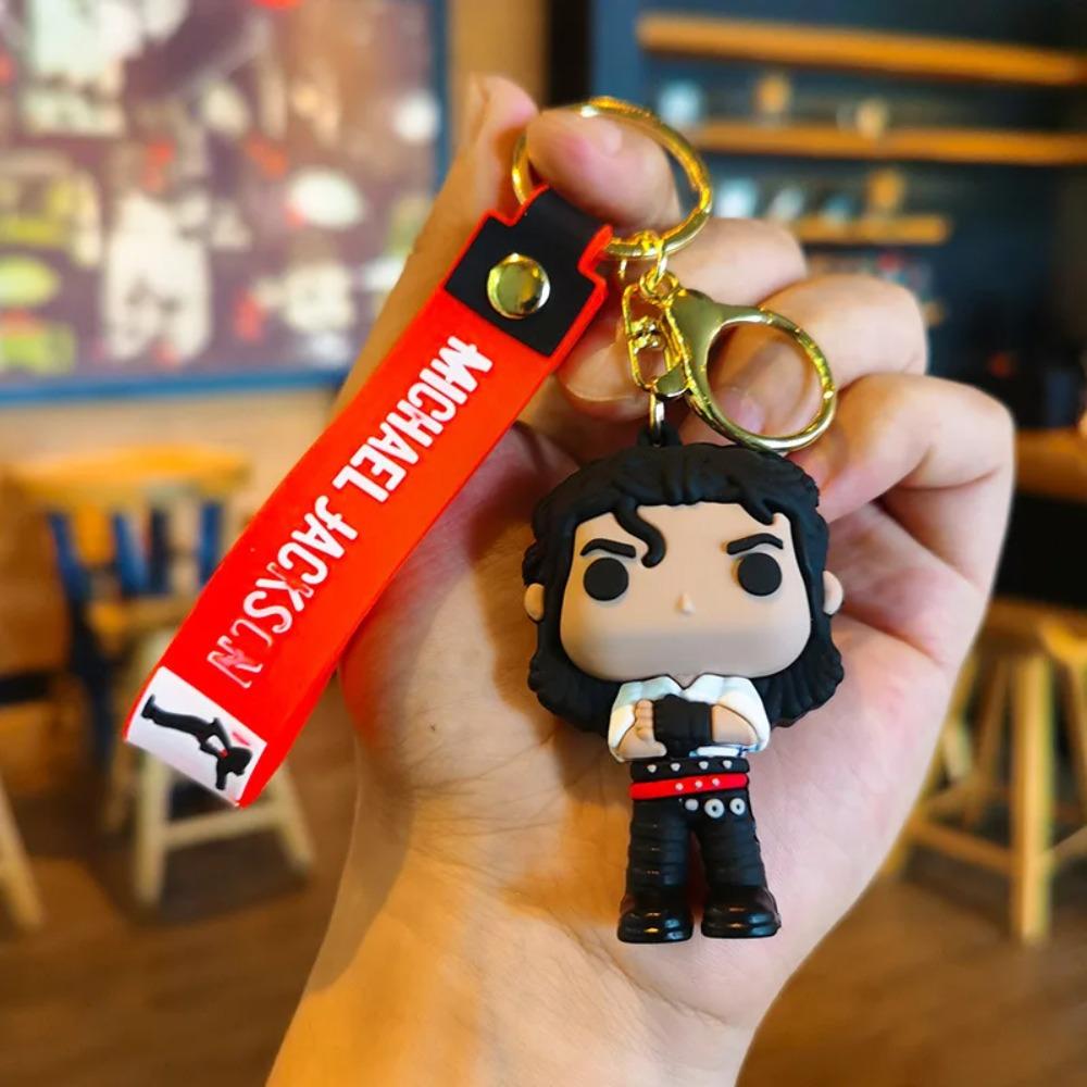 1 Stück oder 10 Stück Michael Jackson Schlüsselanhänger Musik Idol Puppe Automaten Schlüsselanhänger 1PCS red