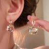 Kongshan Xinyu _ Transparent Square Crystal Stud Earrings, New Exquisite and Beautiful Earrings, Light Luxury High-end Earrings