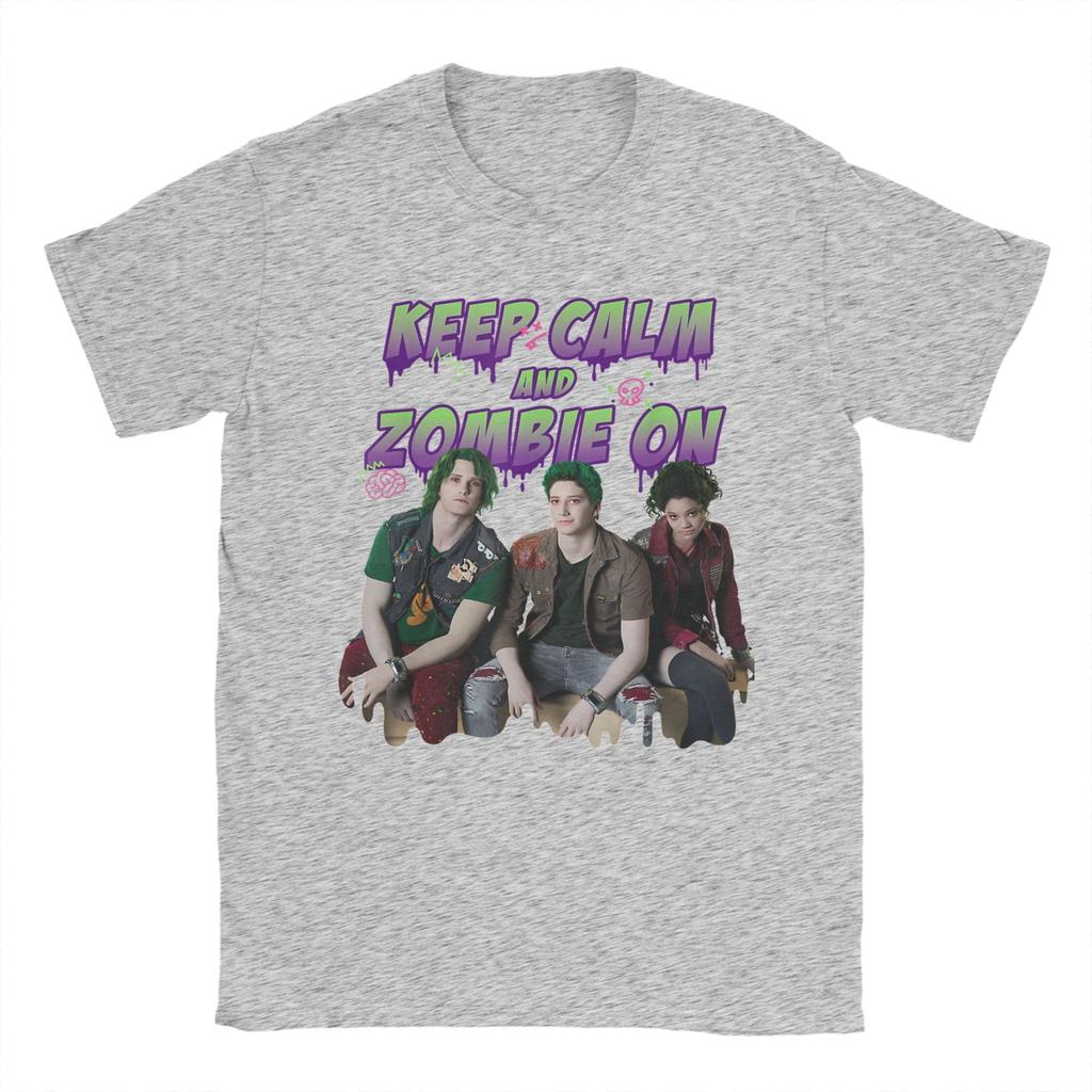 Men Women Zombies 2 Keep Calm and Zombie On T Shirt  100% Cotton Clothing Awesome Short Sleeve Round Collar Tees Printed T-Shirt