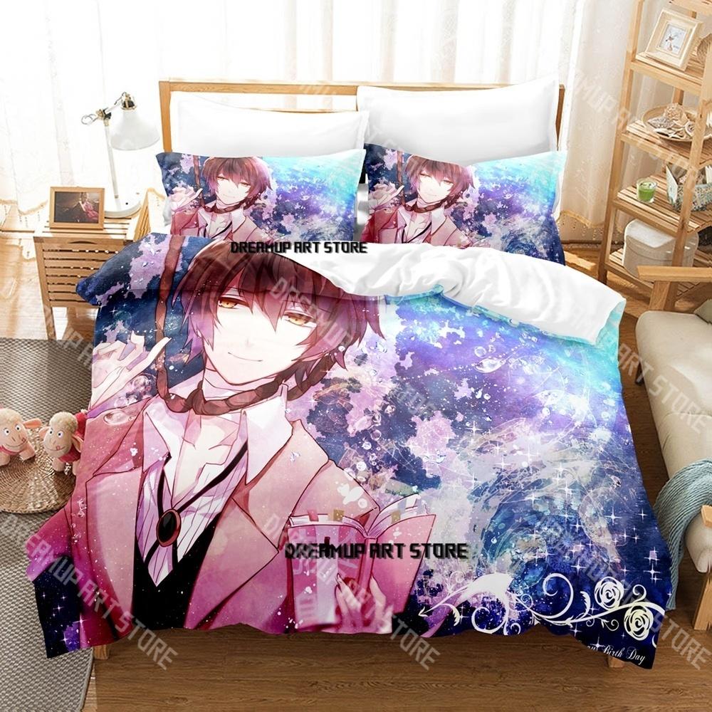 Modisches Bungo Stray Dogs Anime Bettwäsche-Set Einzelbett Twin Full Queen King Size Bettwäsche-Set Kinderzimmer Bettbezug-Sets Bettlaken-Set