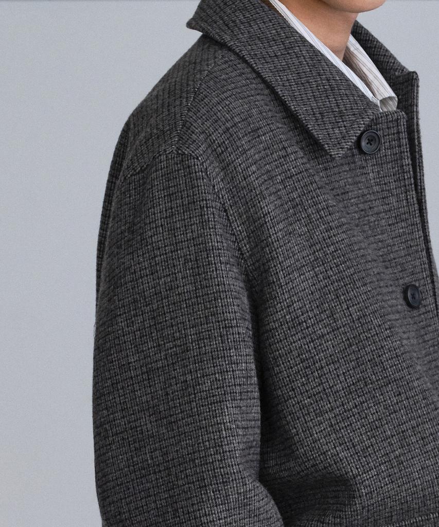 Musinsa Standard Wool Blend Tweed Oversized Half Balmacaan Coat [Grey]