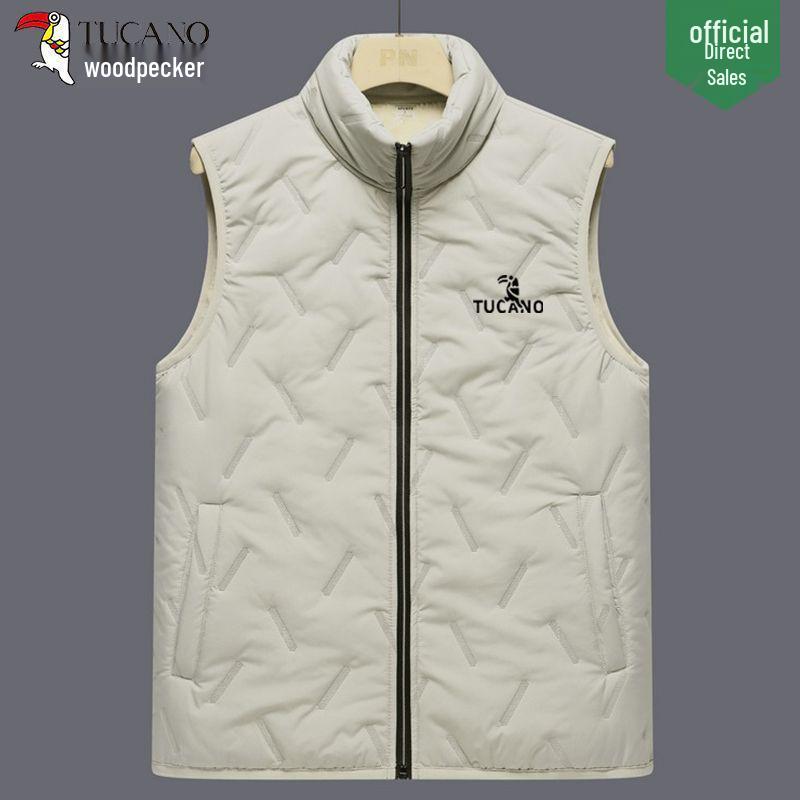 Woodpecker Unisex Lambswool Vest: Autumn/Winter Fleece-Lined, Thick, Stand Collar, Casual & Warm Jacket