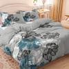 3pcs Teal and Gray Floral Bedding Duvet Cover Set Bohemian Floral Bedding Quilt Set Bohemian Themed Bed Quilt Set Grey and Teal