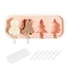 Ice Cream Mold with Anti-Spill Dust-Proof Cover Food-Grade Silicone 4 Compartments Reusable Popsicle Maker for Kids Jelly Mousse Homemade Treats