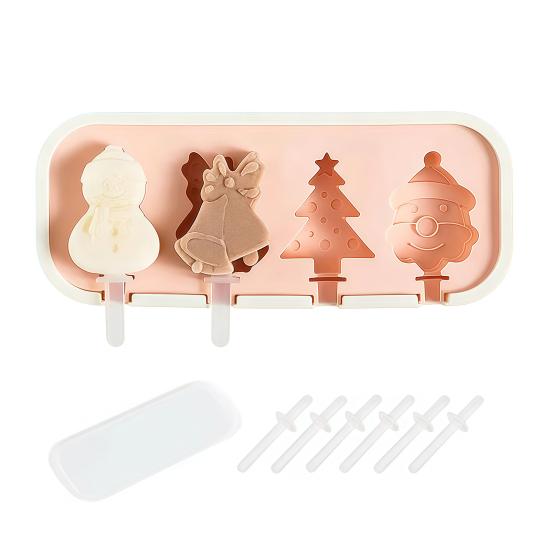 Ice Cream Mold Anti-Spill with Food-Grade Silicone Dust-Proof Cover 4 Compartments Reusable A