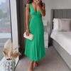 2024 Summer Elegant V-Neck Sleeveless Backless Pleated Dress for Women