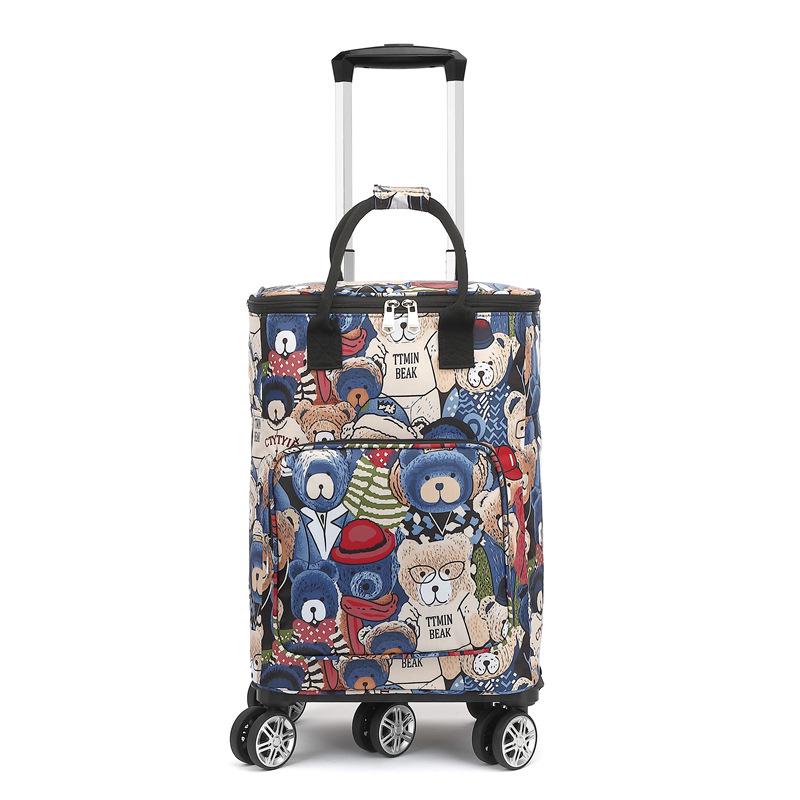 Portable Small Trolley Cart with Universal Wheels and Insulated Shopping Bag