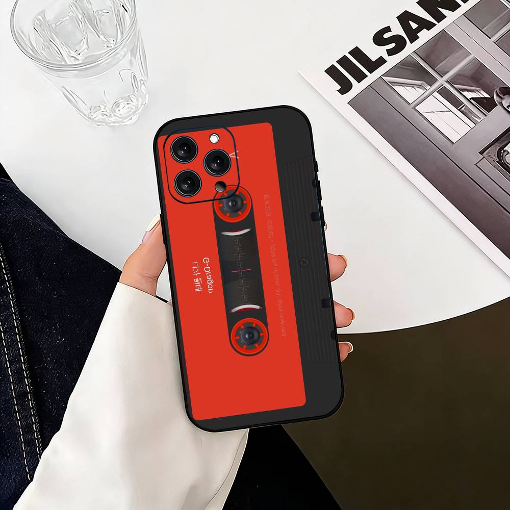

R-retro C-cassette T-tape Phone Case For iPhone 17,16,15,14,13,12,11 Plus,Pro Max,XS,Soft Silicone Black Cover iPhone13PRO