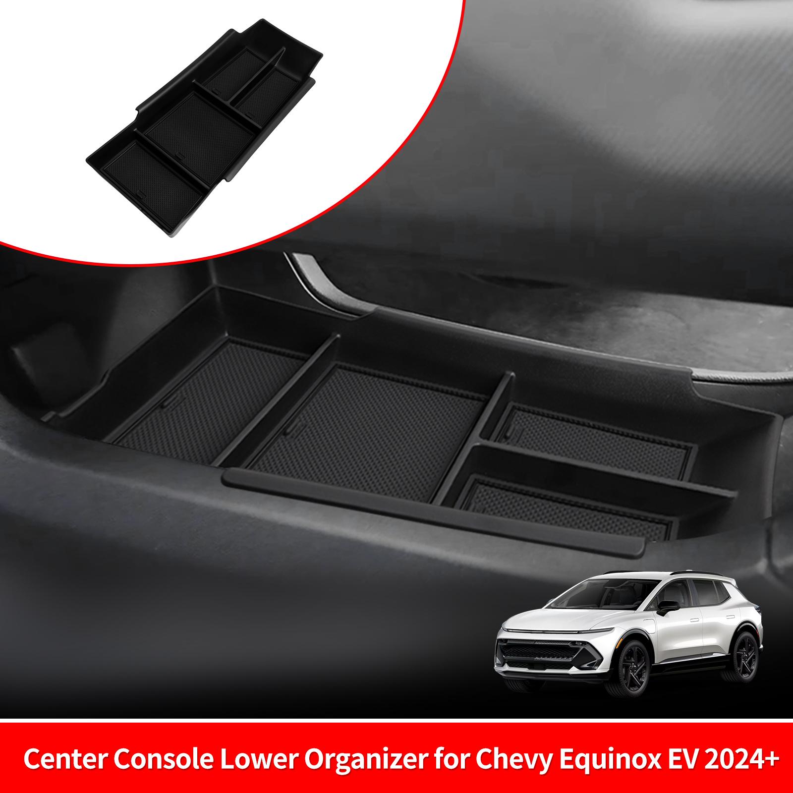 for Chevy Equinox EV 2024 2025 Center Console Lower Storage Box Car Central Tray ABS Organizer Accessories Tidying Black