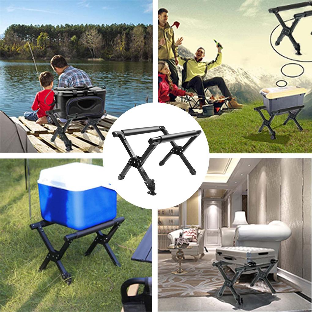 Folding Outdoor Camping Refrigeration Rack Foldable Alloy Ice Bucket Rack Hiking BBQ Picnic Stand Luggage Rack Anti Slip Rack