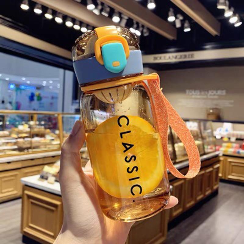 

400 мл/500 мл Портативная Большая Вместимость Прозрачная Студенческая Уличная Спортивная Пластиковая Бутылка для Воды Защита от Падений апельсиновой корки