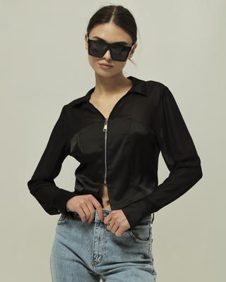 Καλοκαιρινή μπλούζα με φερμουάρ Samsara 6725 36 μαύρη