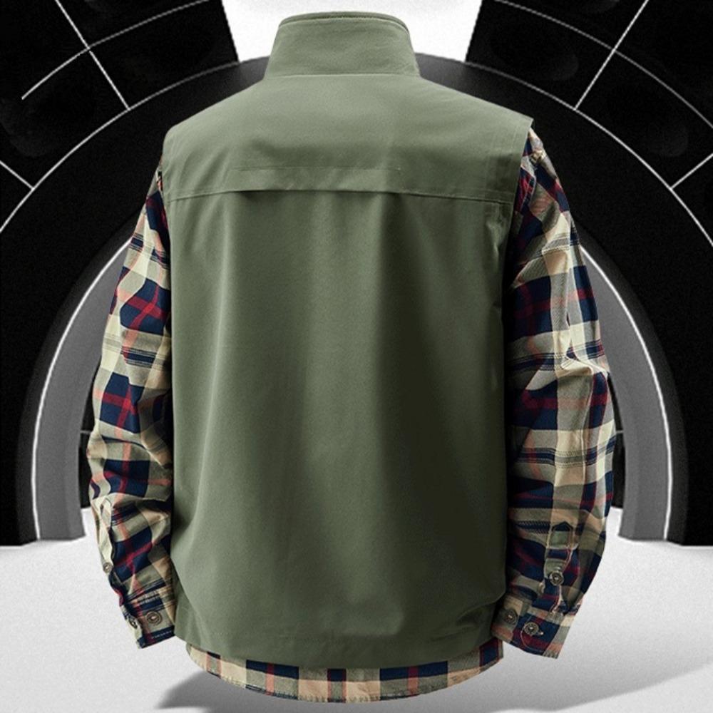 Summer Men Outdoor Breathable Sleeveless Vest Men Casual Multi Pocket Vest Man Cargo Safari Work Waistcoat Plus Size 6XL
