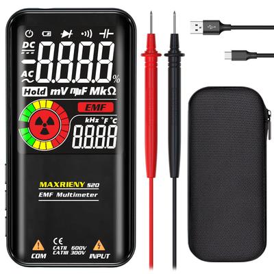 MAXRIENY Akumulatorowy Cyfrowy Kolorowy Ekran z Pomiarem EMF 9999 Licznik Tester Napięcia na Żywo Tester, Detektor, Woltomierz Automatyczny Zakres, Pojemność, Rezystancja,