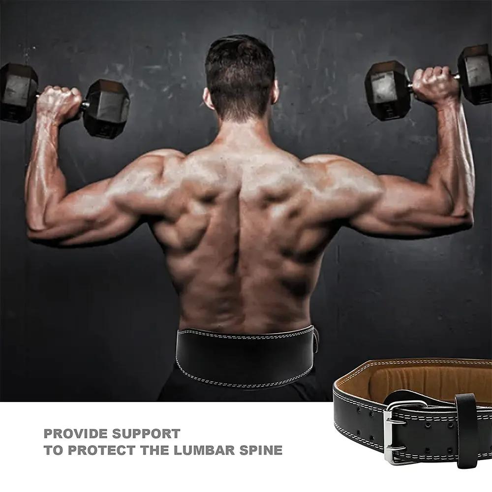 Professional Leather Fitness Buckle Weightlifting Belt Adjustable Gym Waist Belts for Squats Training Bodybuilding Lumbar Brace