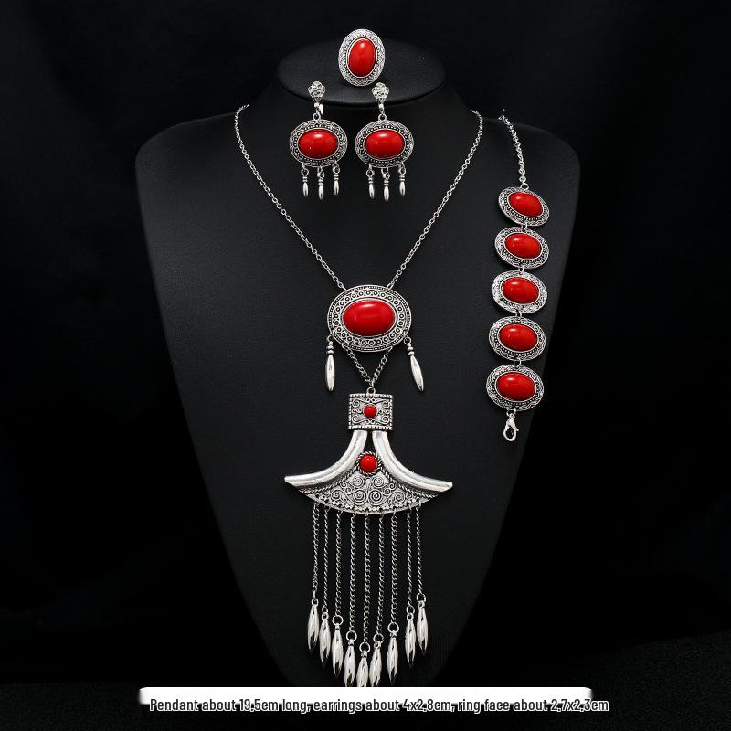 

Богемное ожерелье с кисточками и серьги - Винтажный этнический стиль для женщин