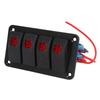 Rocker Switch Panel 4 Gang Red Prewired Rocker Switch with 2PCS Sticker for Automobile Ship 12V 20A 24V 10A