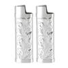 2Pcs Lighter Case Zinc Alloy Lighter Storage Container Floral Pattern for Outdoor Camping Hiking