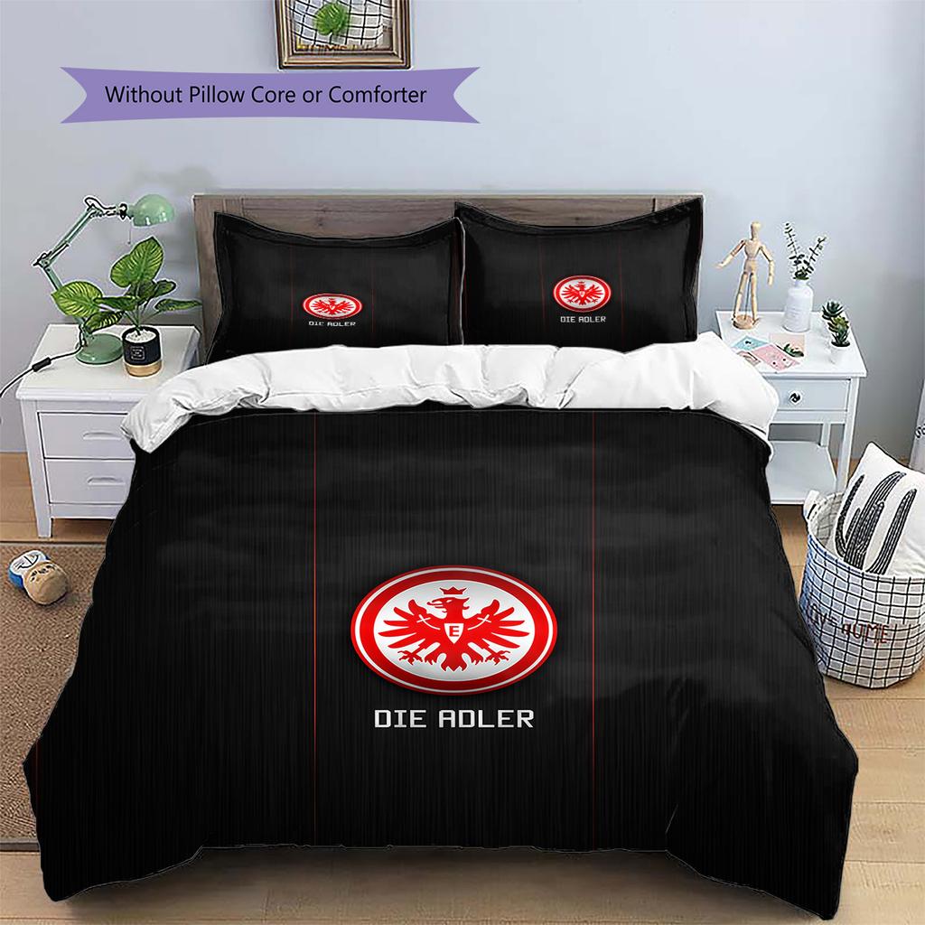 Black‑Red Eintracht Frankfurt Pattern Bedding Quilt Set Home Decoration Gift (1 * duvet cover + 2 * pillowcase without core).xwn