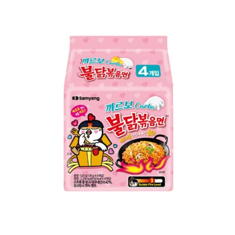 Лапша Samyang Buldak Carbonara со вкусом острого куриного мяса 130 г x 4 упаковки Корейская острая сливочная паста 1ea (4packs)