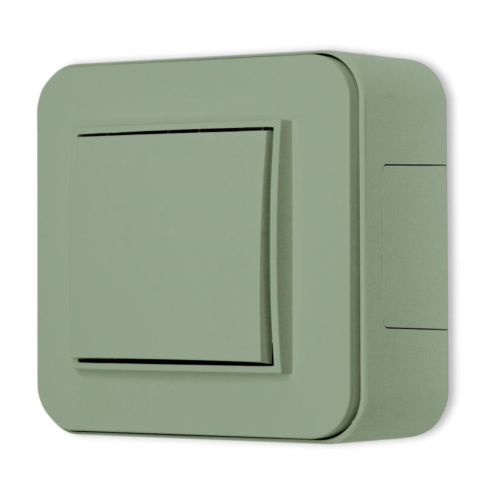 Double stair switch, rounded surface-mounted set, Mini sage