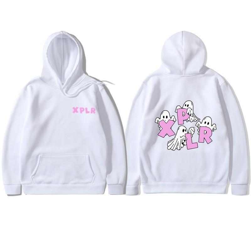 Sam and Colby Xplr Ghost Print Hoodie Men Women Retro Long