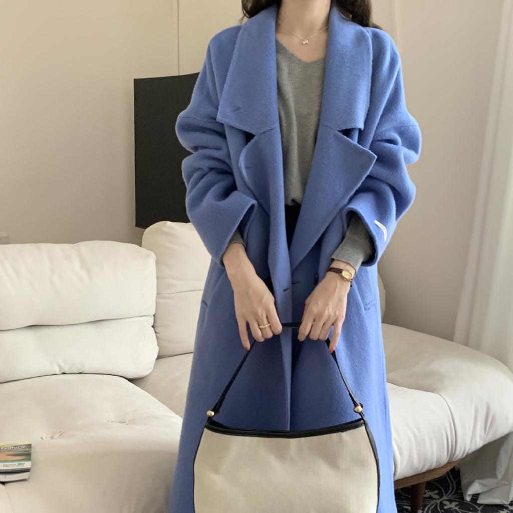 Temperament Lazy Style Albaka Camel Wool Coat Women, High-end Double-sided Woolen Coat