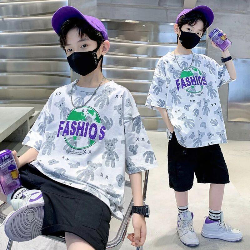 Boys' Short Sleeved T-shirts Children's Summer Clothes Boys' Cool and Handsome Cotton Baby Tops