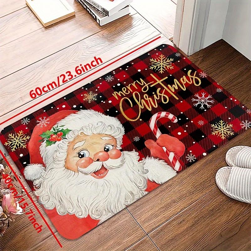 VIKAMA Pink Snowman Snowflake Xmas Doormat Non-Slip Washable Front Door Rug Indoor Outdoor Winter Entrance Decor