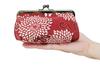 Kyosuke Made in Japan Cosmetic Clasp Arabesque Dot Orange Pouch, Pattern, Canvas, 8x15.5x12cm, Dianthus, Purple,