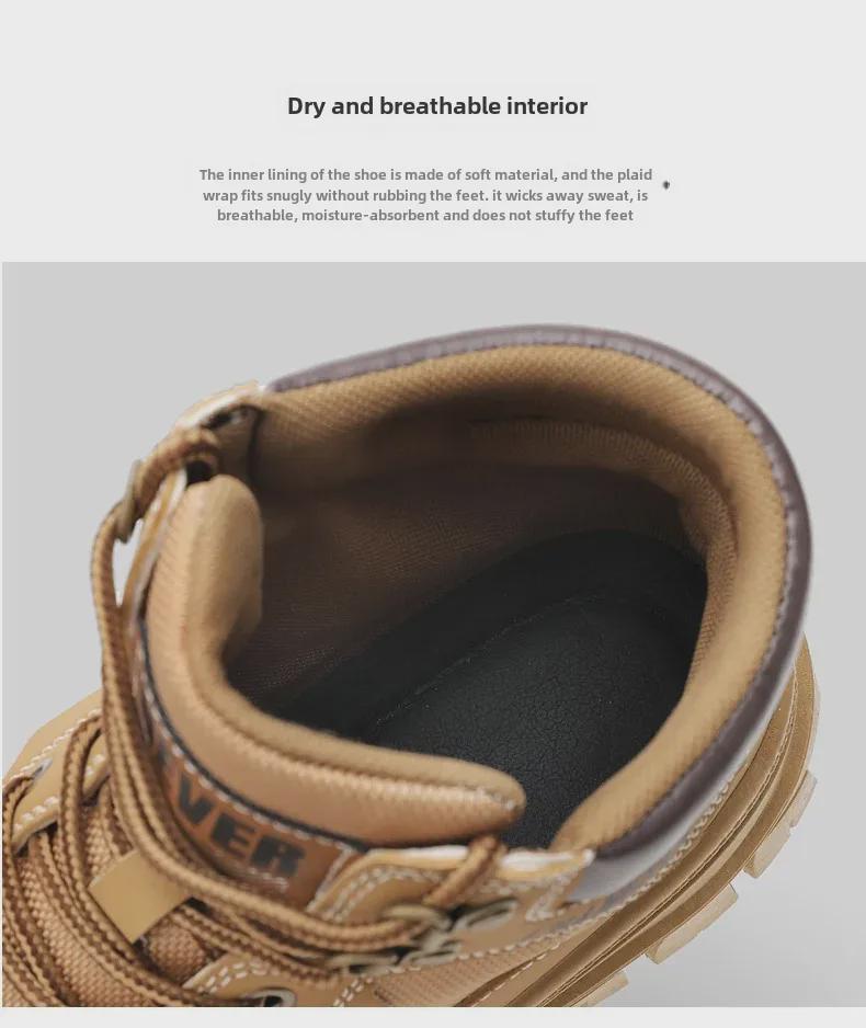 2024 Men's Retro British Martin Boots: High-Top Genuine Leather, Kick-Resistant, Trendy Big Yellow Work Shoes.