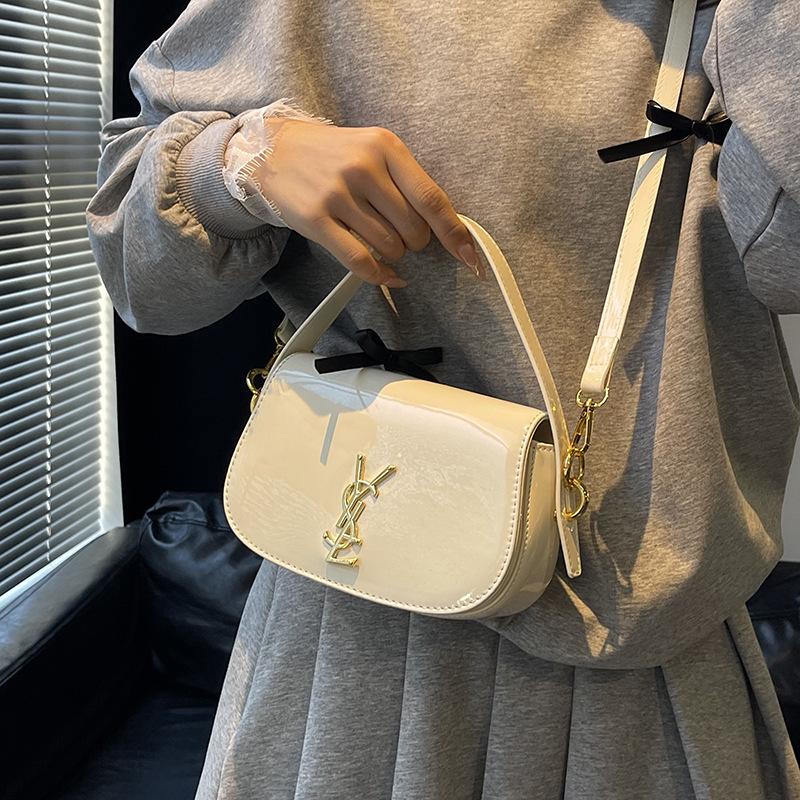 Retro Minimalistisk Texturerad Dam Lyxhandväska - Casual Axel- och Crossbodyväska