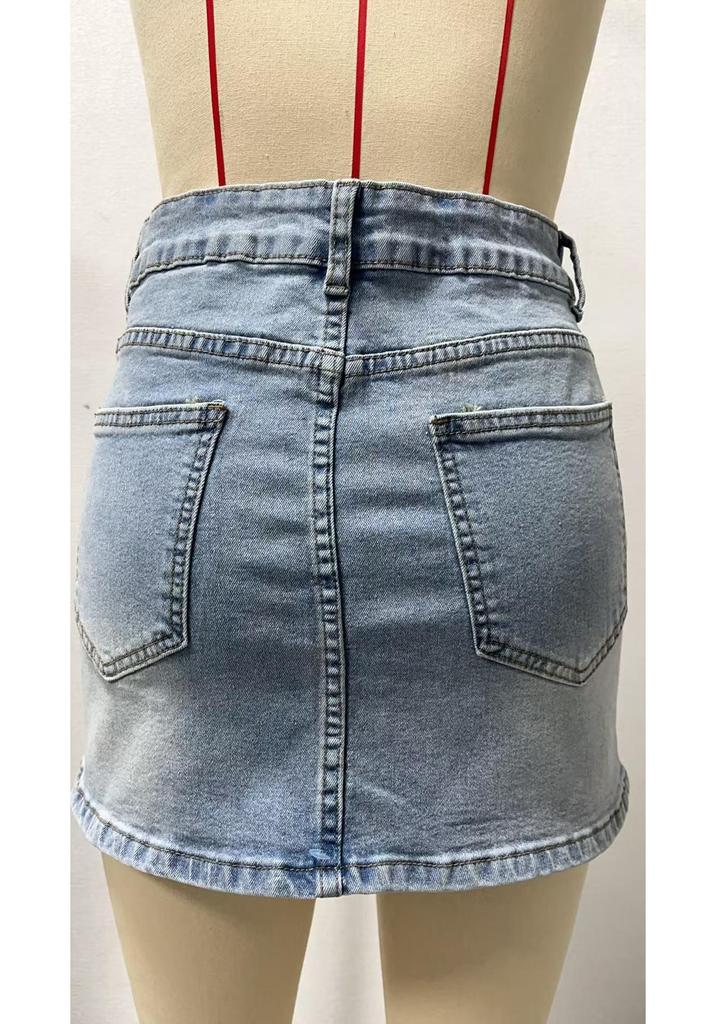 Slanke Casual Elastische Dames Denim Minirok - Gewassen Nieuwe Stijl 2026