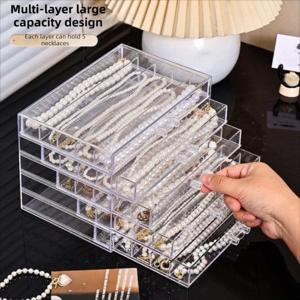 Waterproof Transparent Necklace Storage Box 3/5 Layer Necklace Display Cabinet  for Women