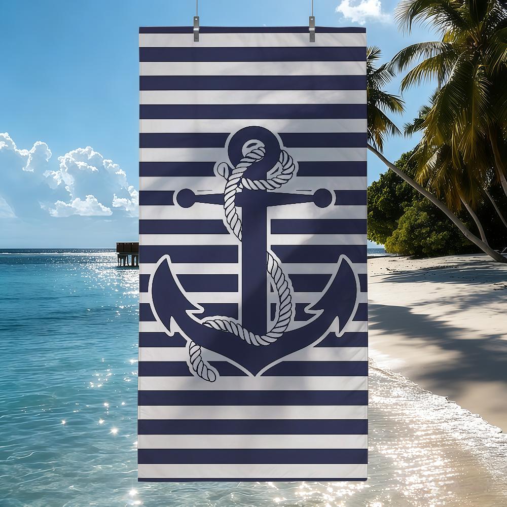 Nautical Anchor Nautical Style Towel Quick Drying Beach Towels Are Suitable For Swimming Pools Camping Yoga And The Gym
